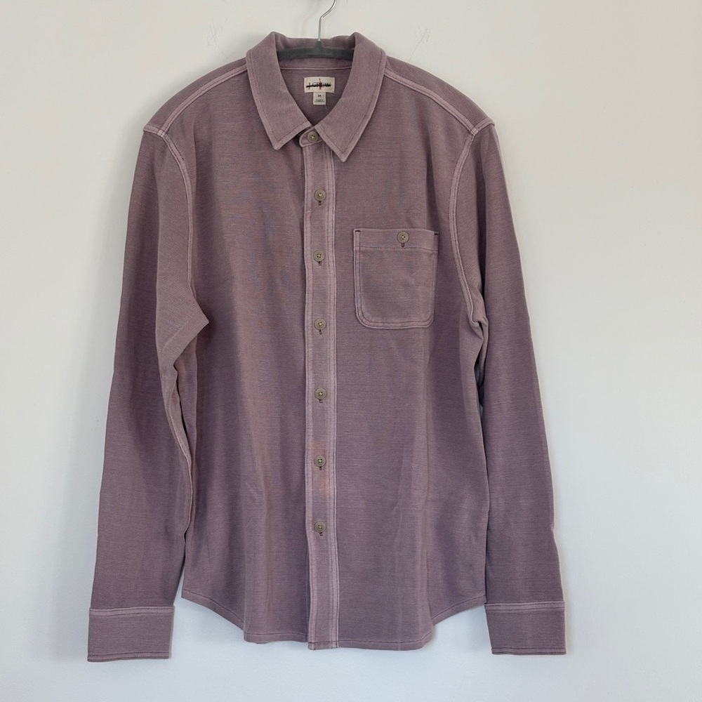NWT Mens J Crew Purple Cotton waffle button up shirt shacket size medium flawed - Picture 4 of 11